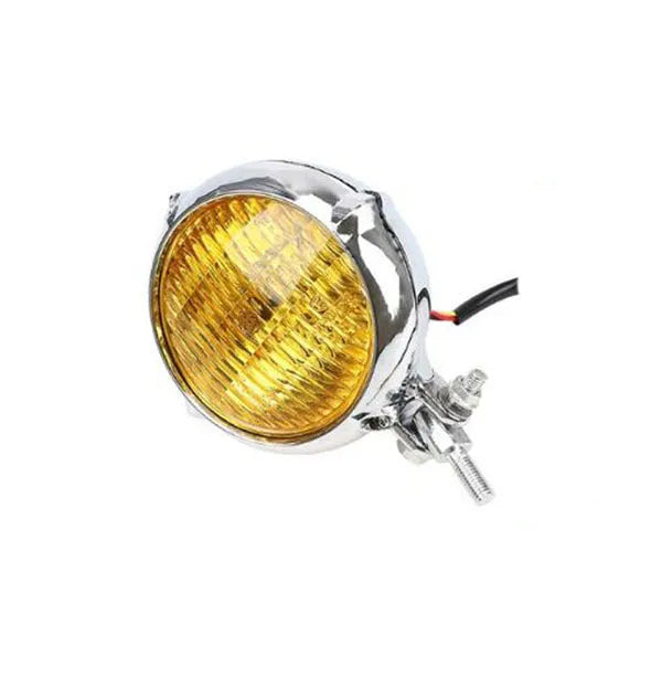 Black retro motorcycle headlight with 8cm aluminium housing and halogen bulb for Harley and custom bikes