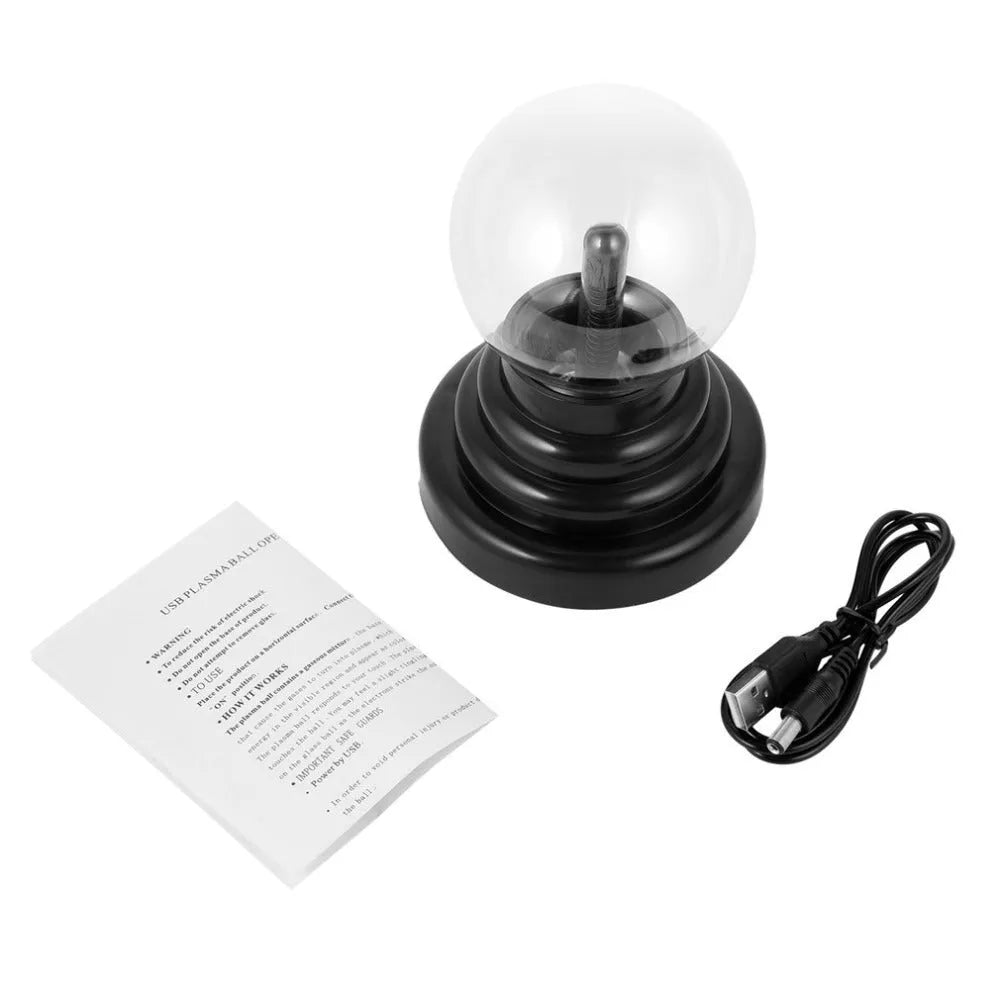 Colourful 7.62cm diameter glass magic ball light on ABS base with USB cable.