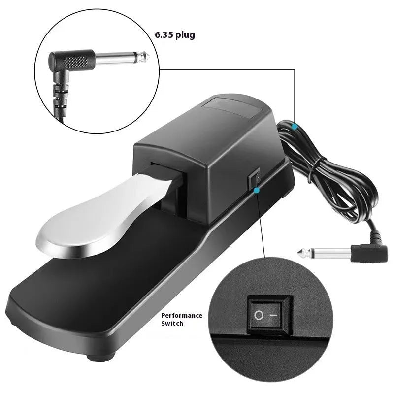 Universal single leg sustain pedal for electronic keyboards with ABS plastic housing