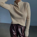 Retro breasted half turtleneck pullover sweater in slim fit, shown in silver grey colour.