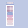 Colourful sticky note memo pad with six designs showing Spring Garden, Twilight Coast, and Blueberry Night colour options