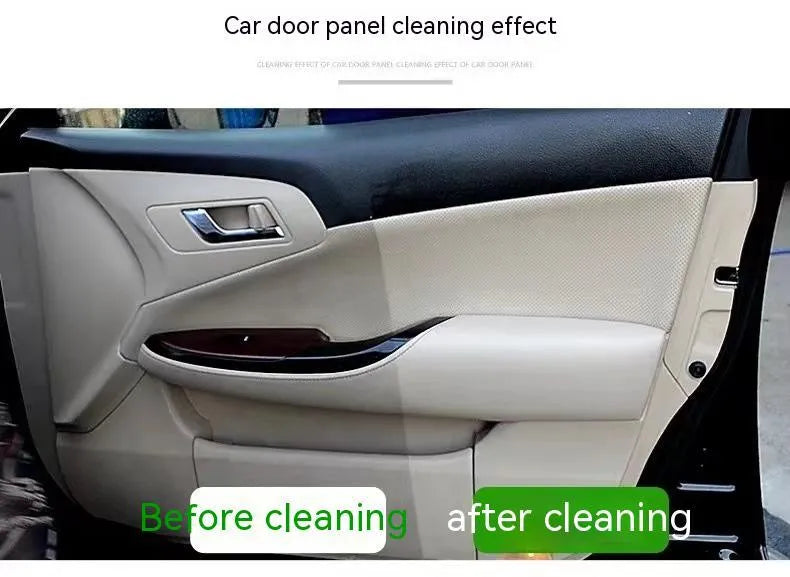 Bottle of foam decontamination cleaner for fabric roofs with a towel and sponge wipes.