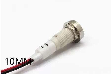10mm stainless steel edge plastic indicator light with wire in blue colour option