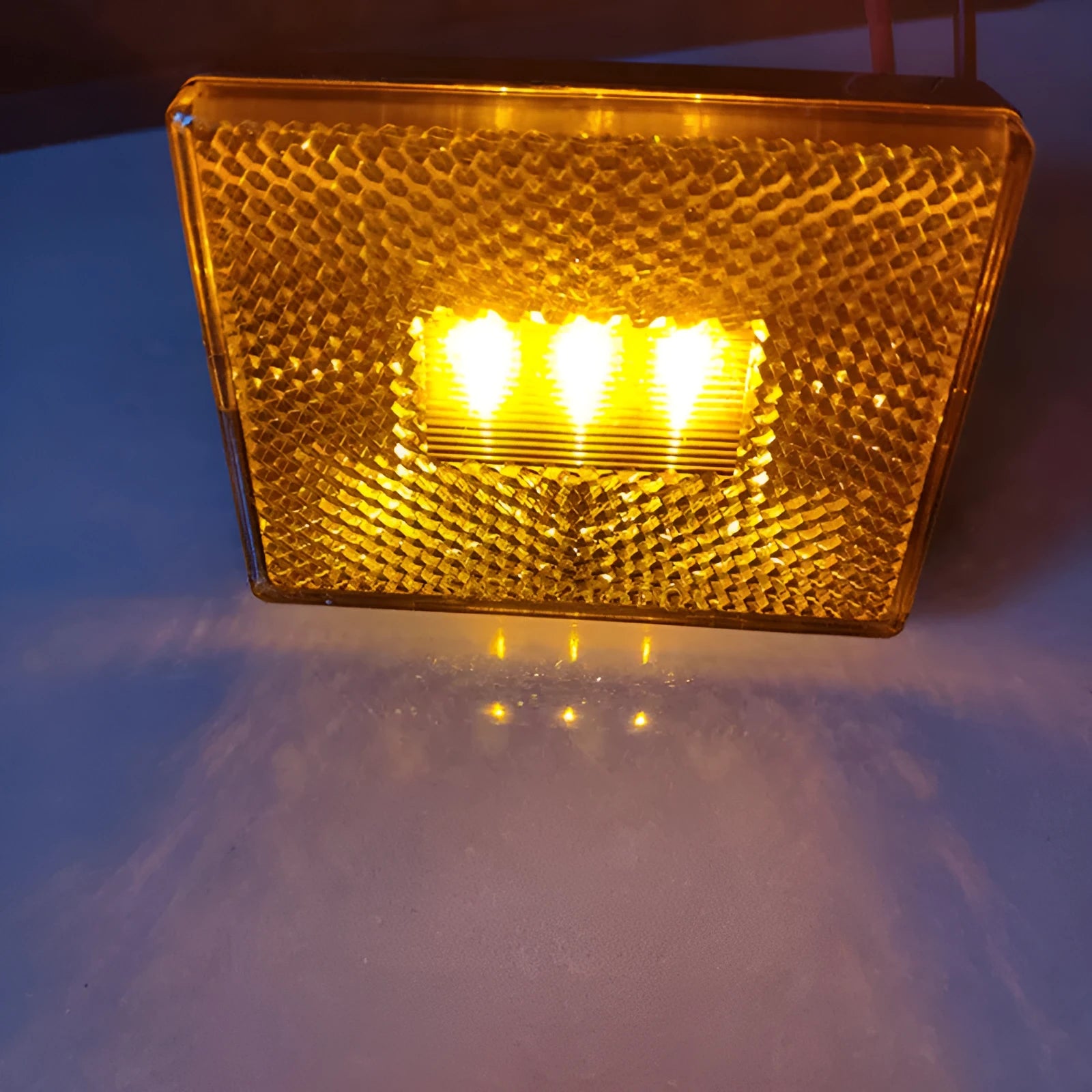 Red and yellow LED trailer side marker clearance lamp with 19cm cable.