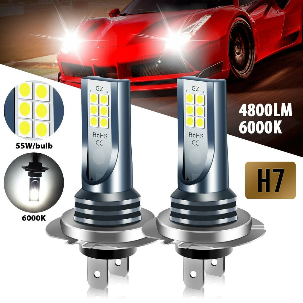 H7 9005 H11 compatible LED fog lamp bulb with aluminium alloy shell and 12 SMD LEDs.