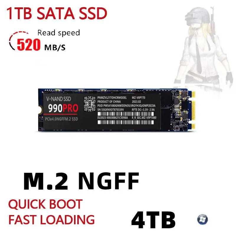 PCI-E NVMe 990pro solid state drive 2280 size 3.8mm thickness for home use