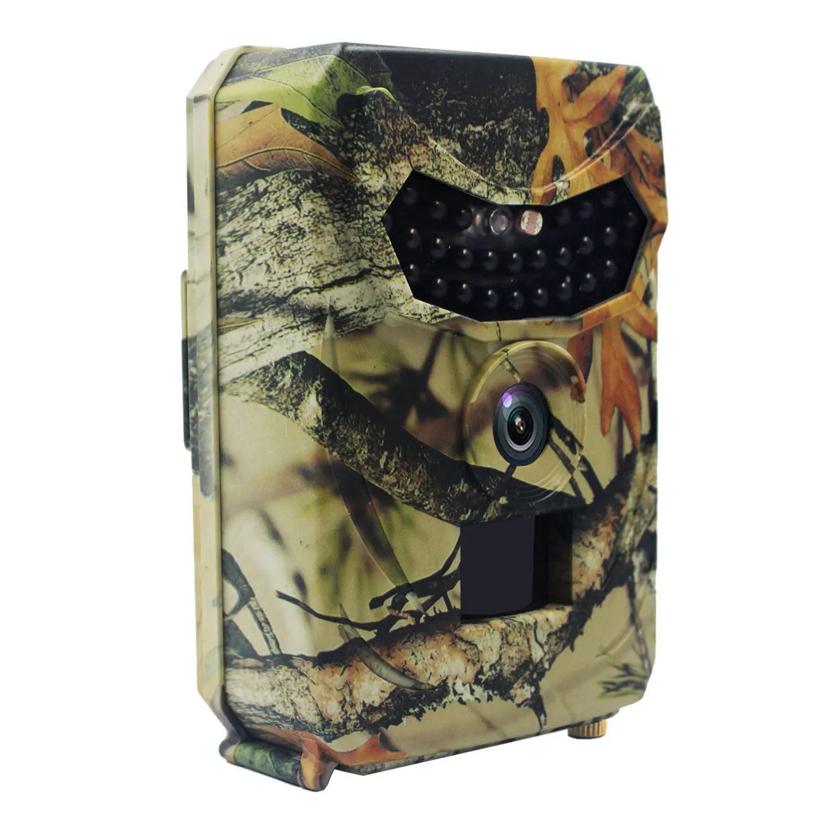 Yellow brown plastic hunting game camera with infrared night vision for wildlife monitoring