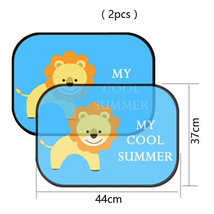 Electrostatic adsorption car side window sunshade in animal designs like giraffe and lion pairs