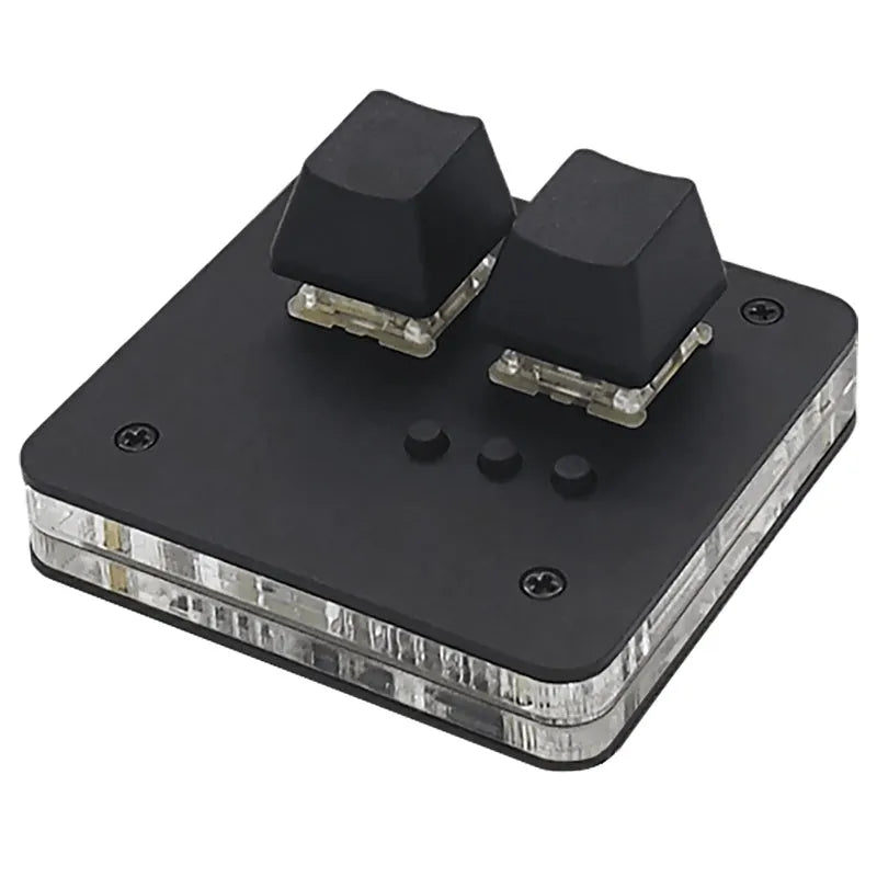 Compact white mini USB keyboard with a touch panel and multimedia keys on a desk.