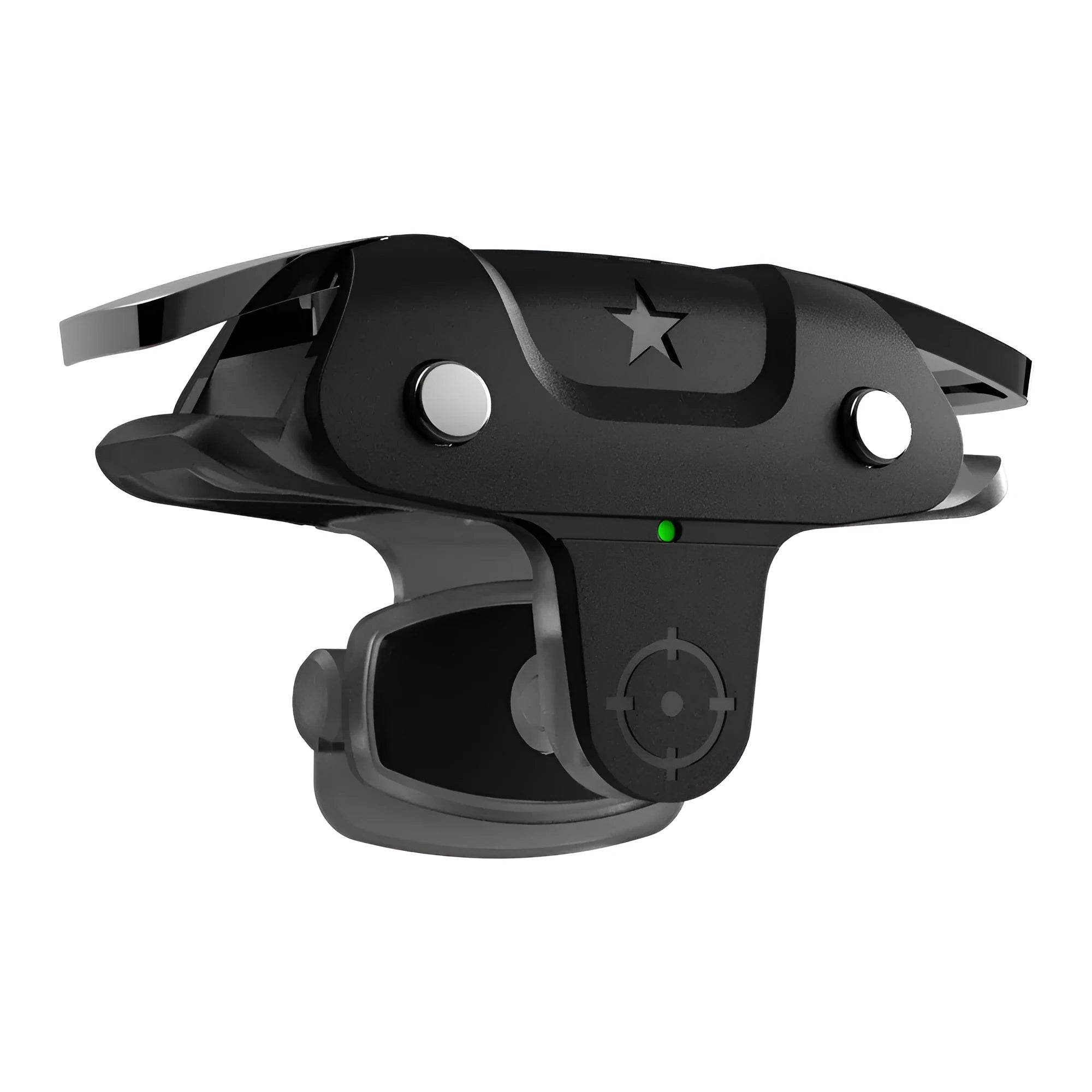 Black F5 mobile phone game controller showing compact handheld design.
