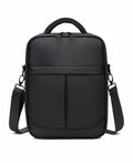 Black men's messenger shoulder bag made from Oxford fabric, showing its structured form.