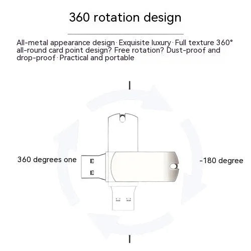 White metal rotation USB flash drive with small fat design showing extended connector