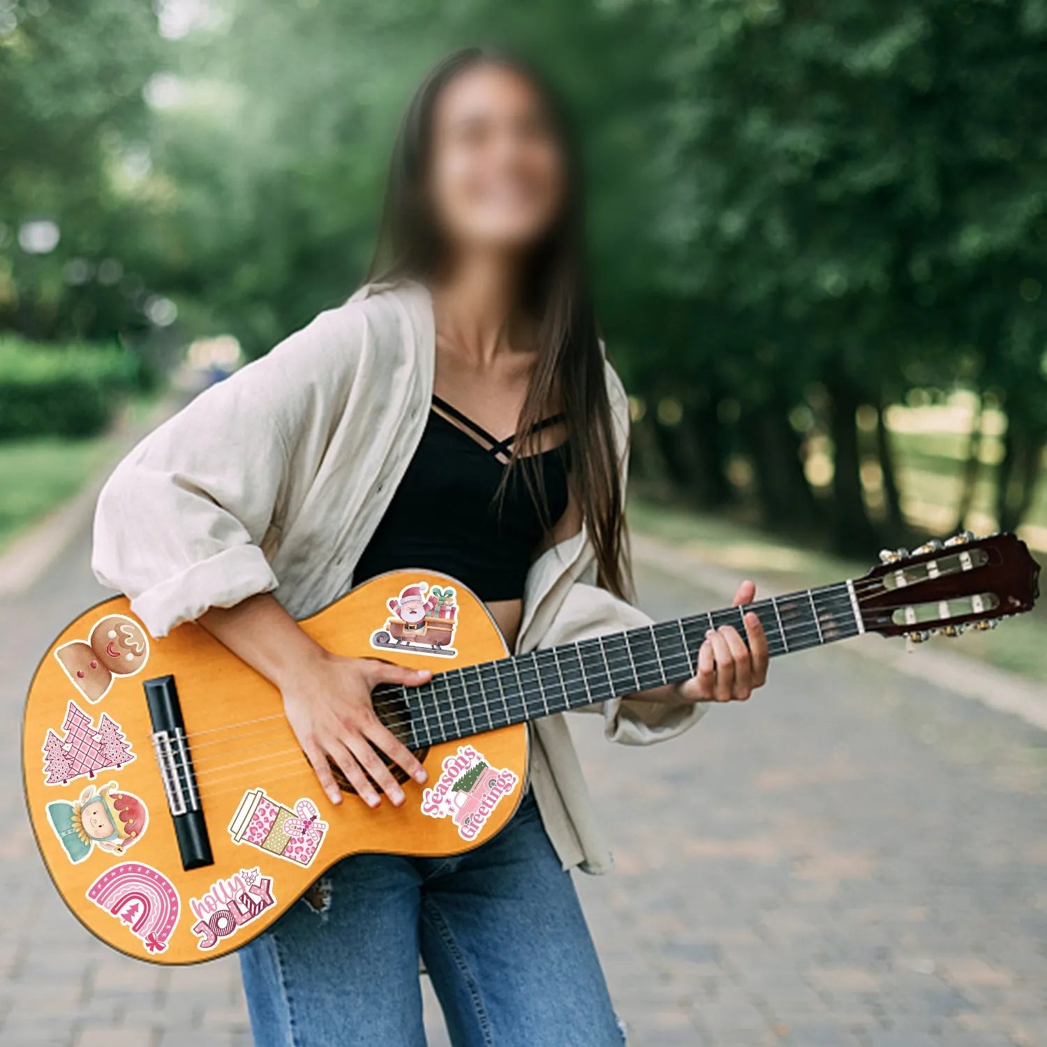 50 Christmas waterproof stickers in cute designs for car phone computer guitar notebook decoration