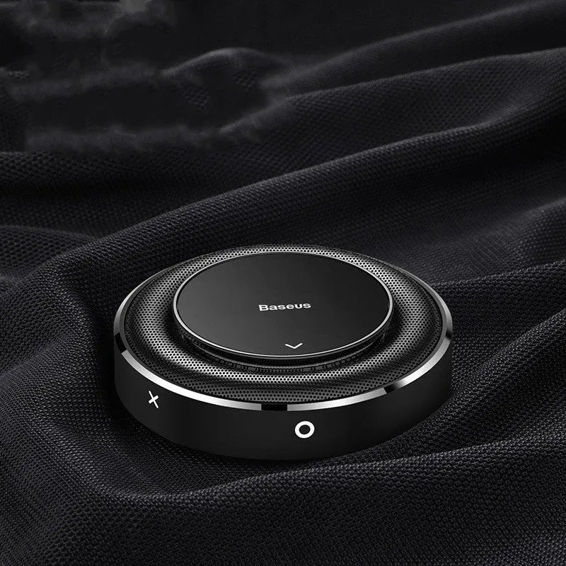 Bess metal fabric car fragrance with round aluminium alloy seat in black red silver colours