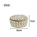 French gold European style jewellery storage box with transparent crystal glass panels and iron metal construction