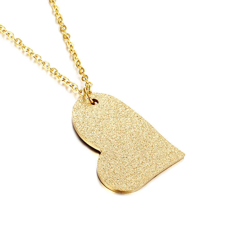 Women's titanium steel necklace with geometric heart-shaped pendant in colour KN25736-Z
