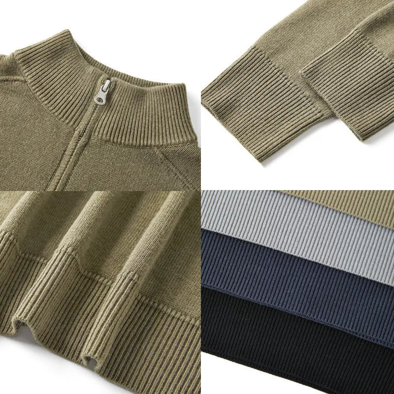 Men's casual wool pullover sweater in slim fit with long sleeves and thickened design