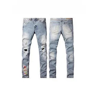 Men's black slim fit stretch jeans with a button fly and straight skinny leg
