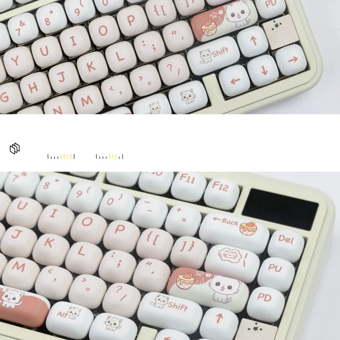 Dessert cat sublimation key cap with MOG round design for mechanical keyboards