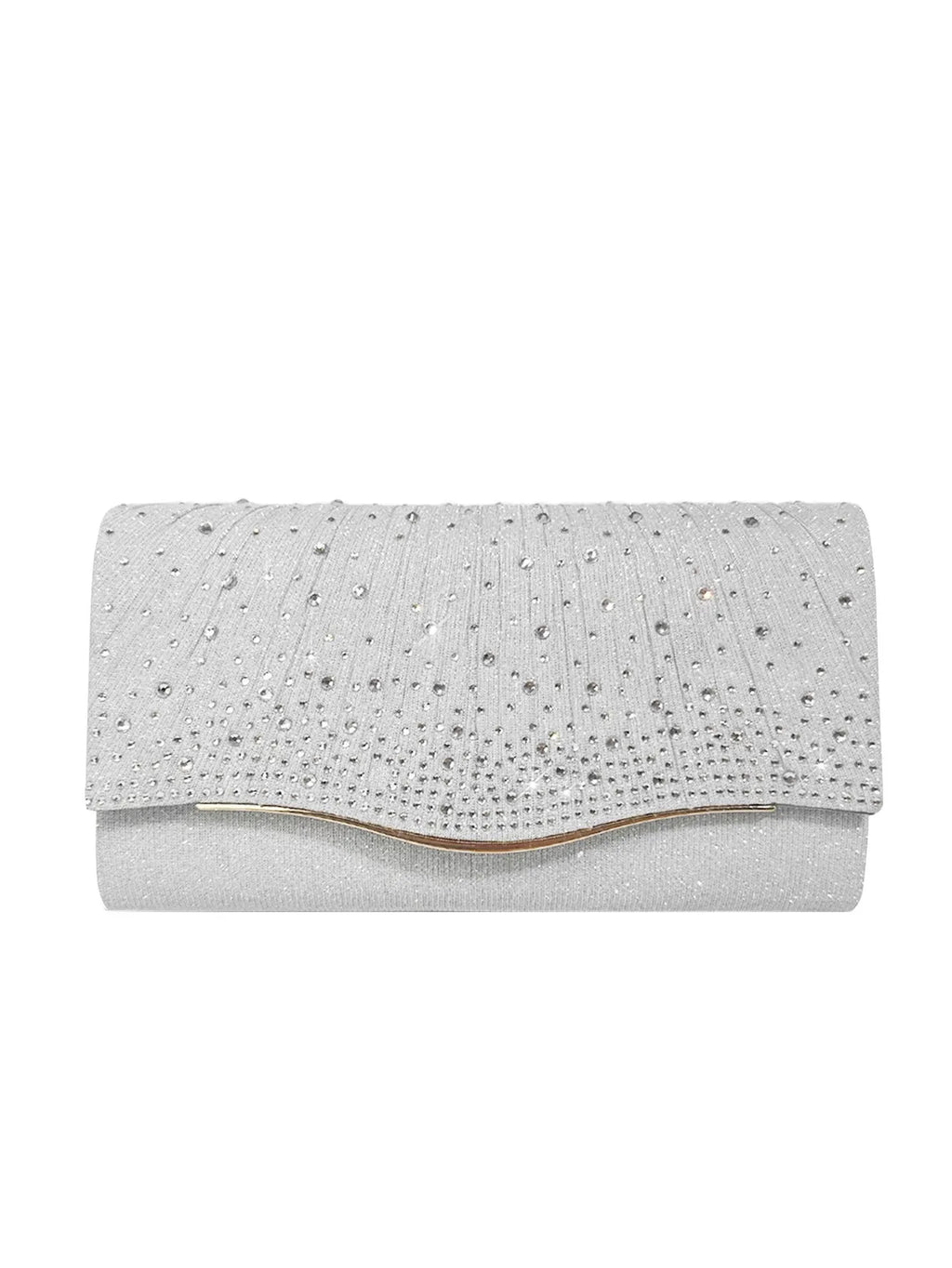 Woven fabric horizontal square dinner clutch with rhinestone diamond pattern, available in black, for women's party and daily use.