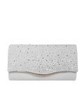 Woven fabric horizontal square dinner clutch with rhinestone diamond pattern, available in black, for women's party and daily use.