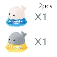 Automatic water spray whale bath toy with lights floating in baby bath