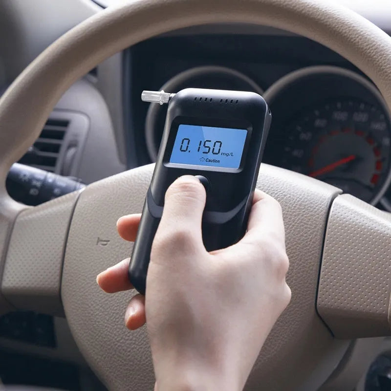 Black portable digital alcohol breath tester device for household blood alcohol content detection