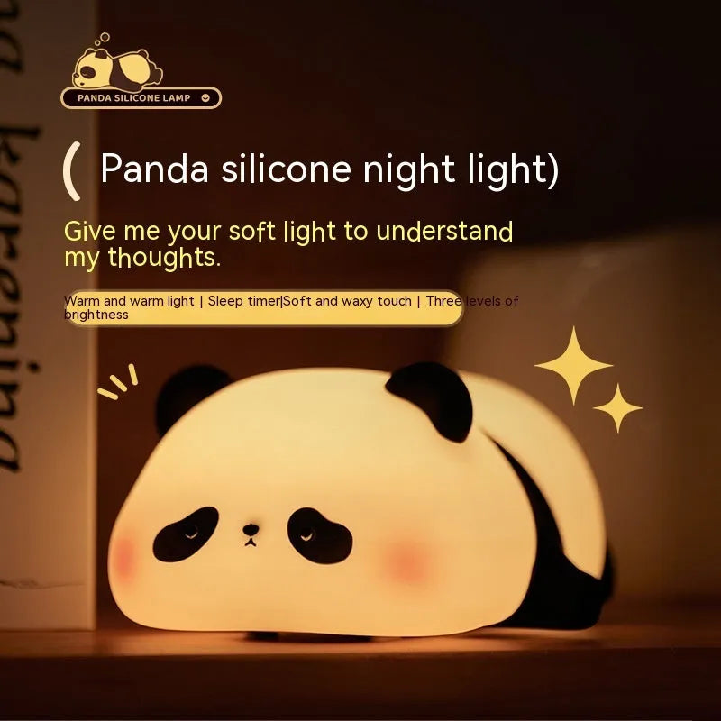 Cartoon panda night light made from BPA-free silicone with clap activation feature