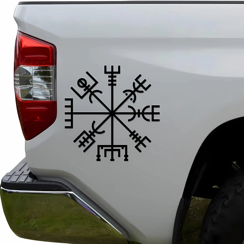 13x13cm square vinyl car sticker with white 'No Charm' vegetarian text on clear background