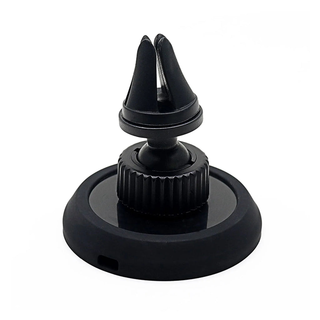 Black plastic charger car magnetic mobile phone holder showing air vent and base bracket mounting options