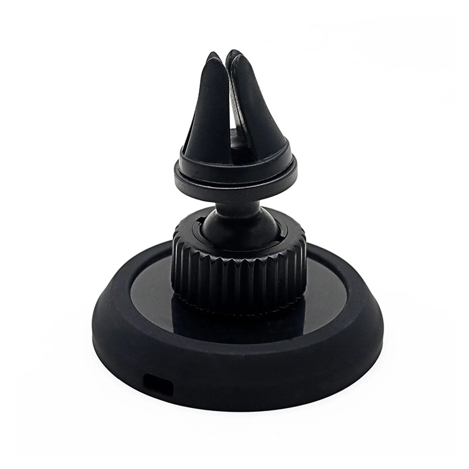 Black plastic charger car magnetic mobile phone holder showing air vent and base bracket mounting options