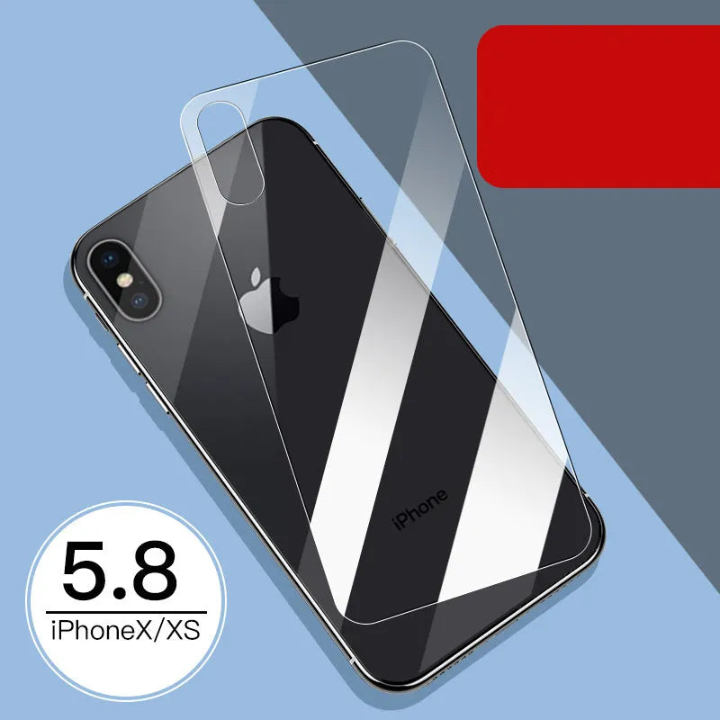 Tempered glass screen and rear protector films for Apple iPhone 11, X, and XS models.