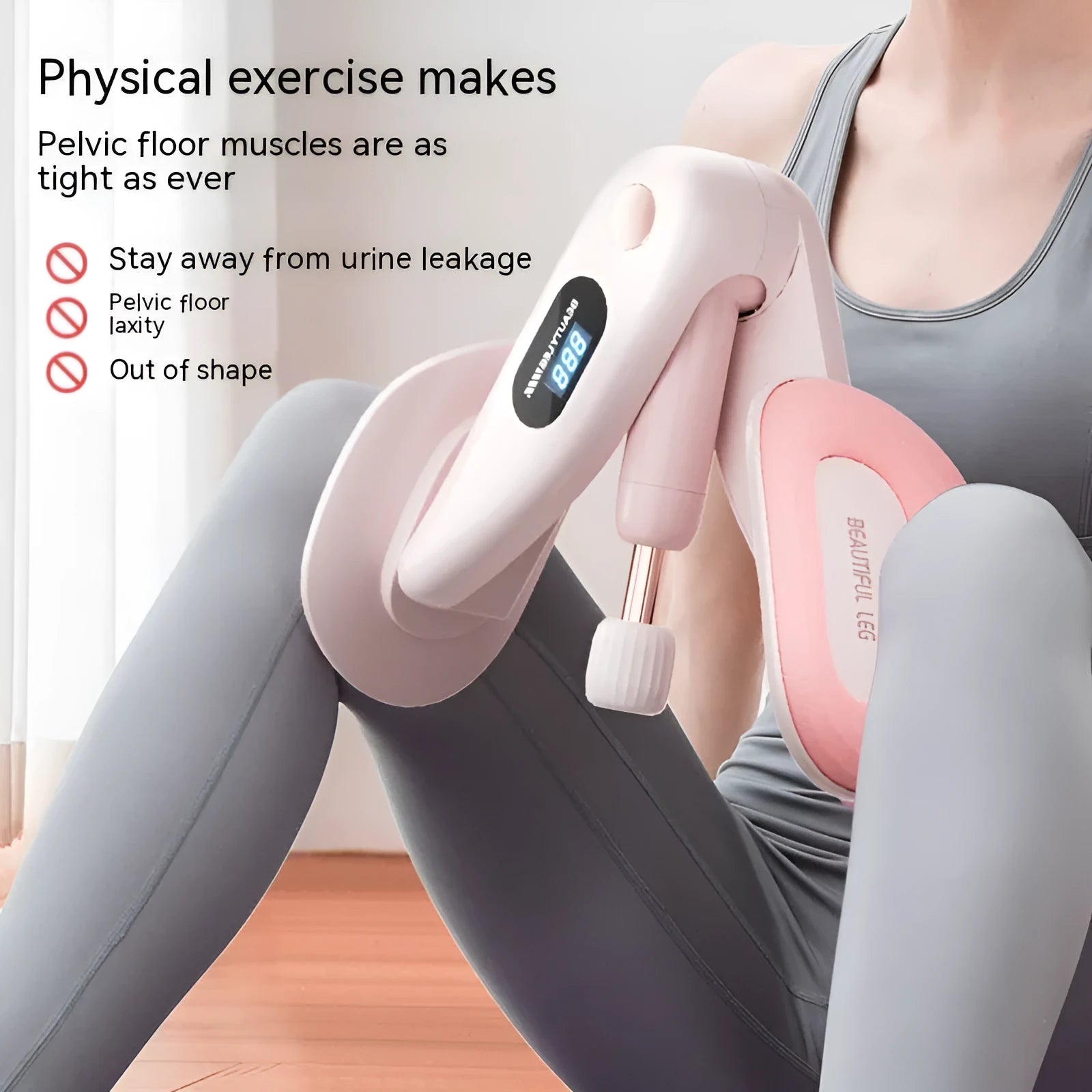 Pelvic floor muscle counter training device in blue, grey, green or pink with digital display
