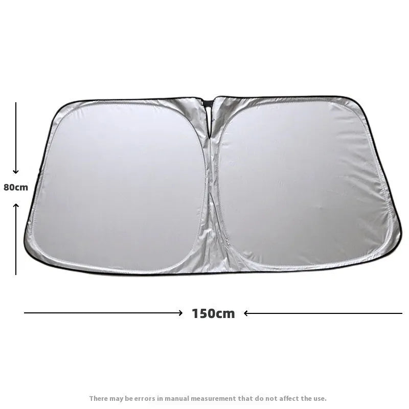 Aluminium foil car sunshade in titanium silver colour showing reflective surface