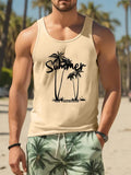 Man wearing a solid-colour 3D printed Hawaiian style sleeveless vest top