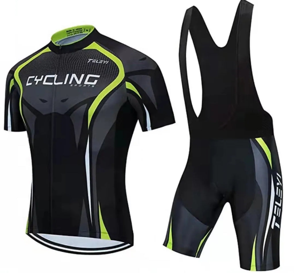Cycling jersey and pants set with moisture-absorbent fabric for summer riding in various colour options