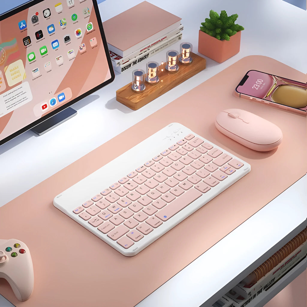 Bluetooth keyboard and rechargeable mouse for tablet PCs in multiple colour options