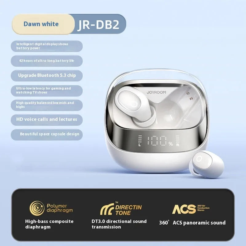 Wireless in-ear Bluetooth headphones with charging case in dawn white or starry sky black colour