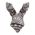 Women's vintage print one-piece swimsuit with deep V-neck and ruffles, plus matching wrap skirt.