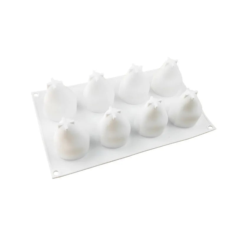 Six-cavity fruit silicone mould with pineapple and pine cone shapes for baking