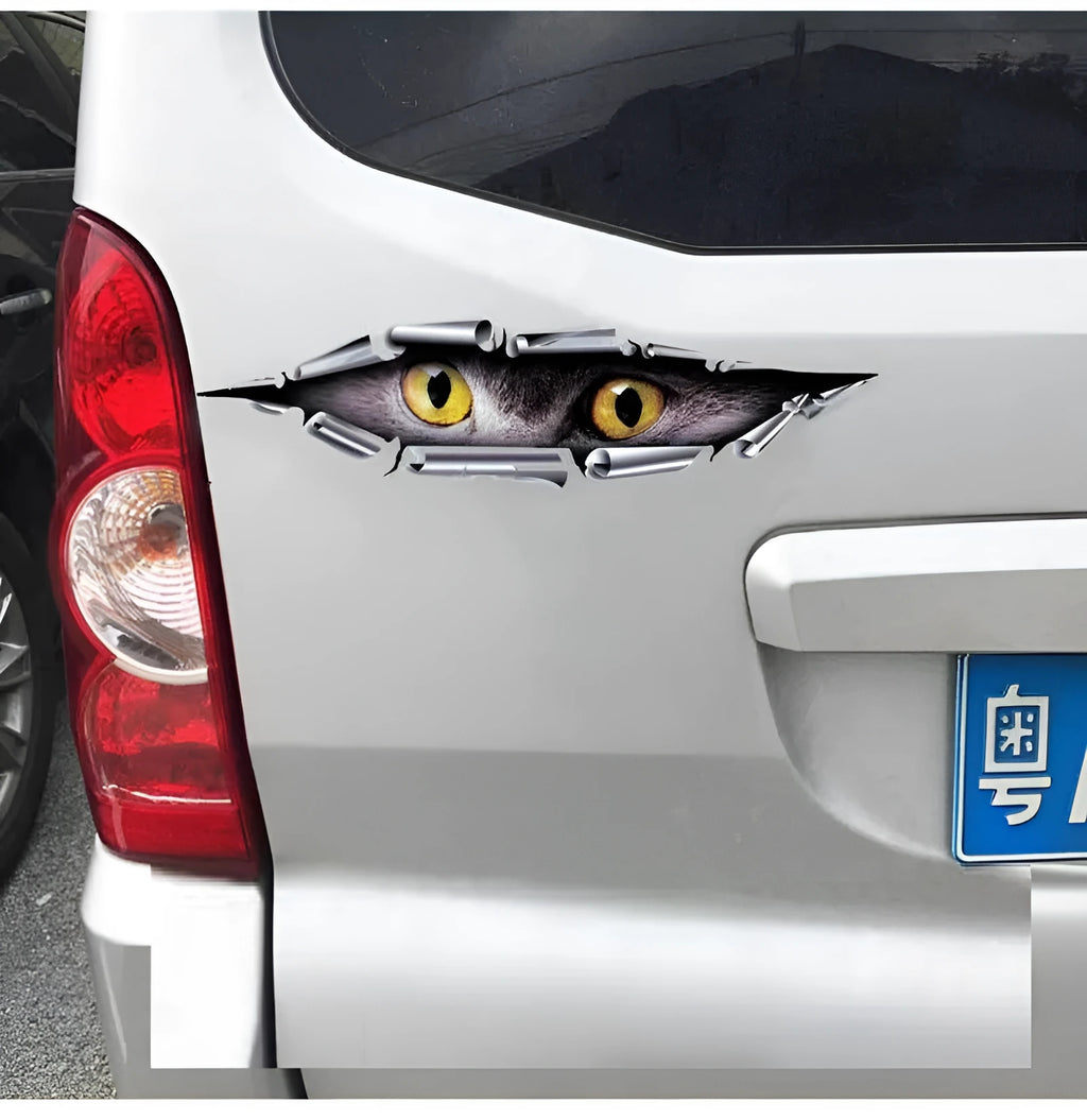 35cm long 3D tiger eye car door sticker on vehicle surface