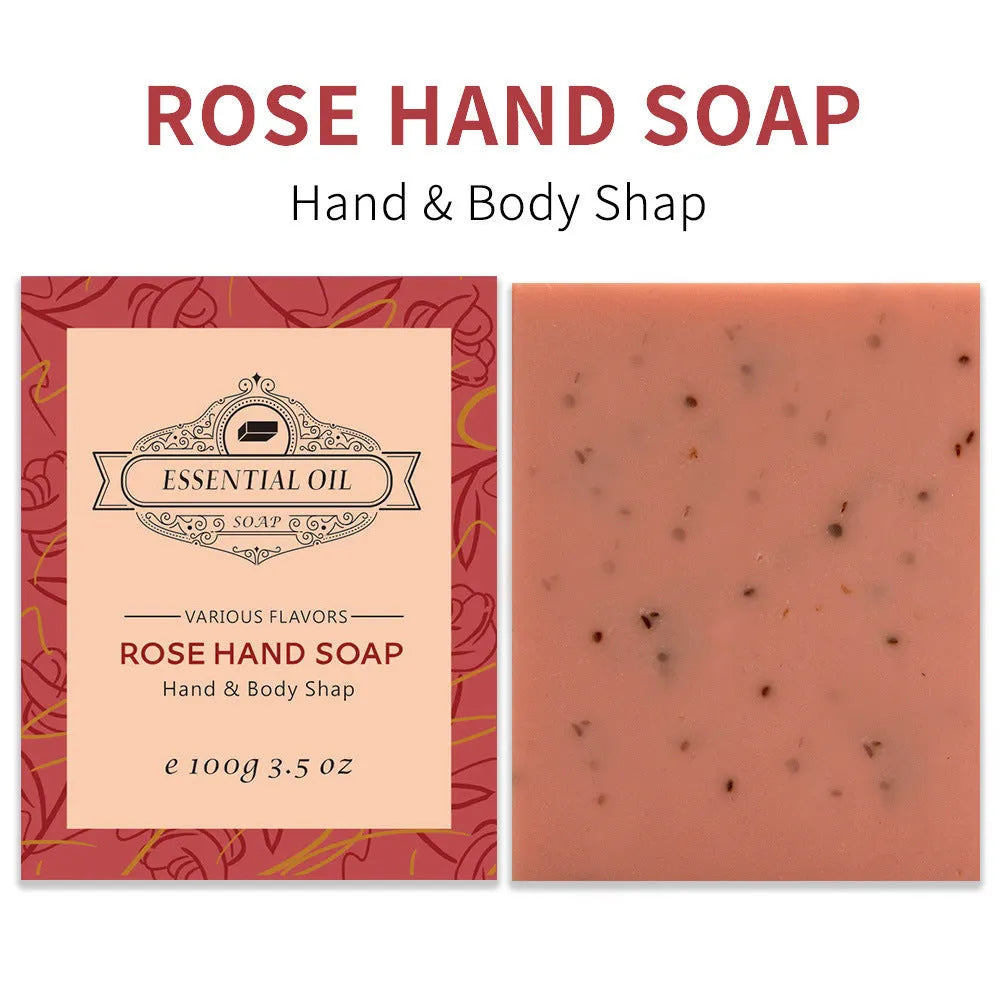 Plant handmade essential oil soap bar 100g for whole body cleansing in green tea lavender rose and coconut scents
