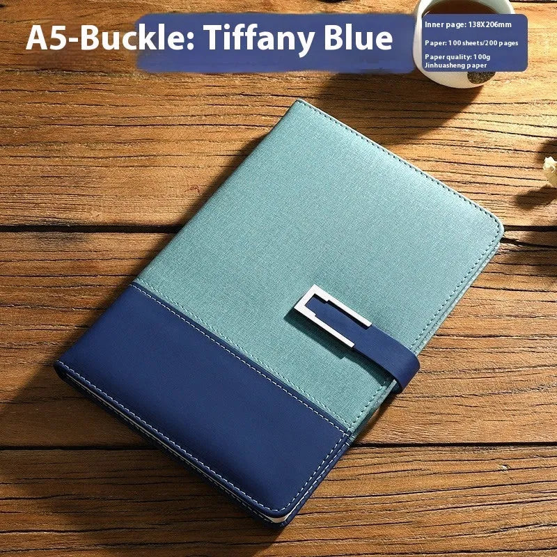 A5 notebook with soft PU leather cover and wood-free paper pages in multiple colour options