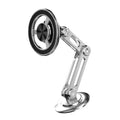 All-metal magnetic car phone holder in black, shown with magnetic rings and spare adhesive pads.