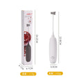 Handheld electric milk frother blender in black and white colours with frothing whisk