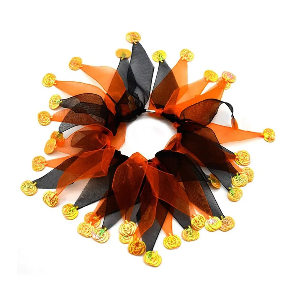 Tie-dye pet dog collar with Christmas and Halloween patterns in colourful blue and green designs