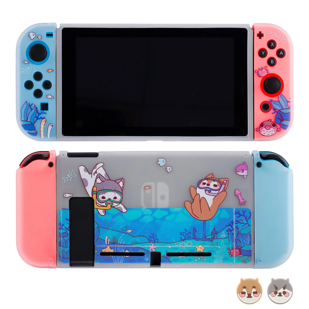 Pawdiary transparent Nintendo Switch case cover with submarine exploration colour design