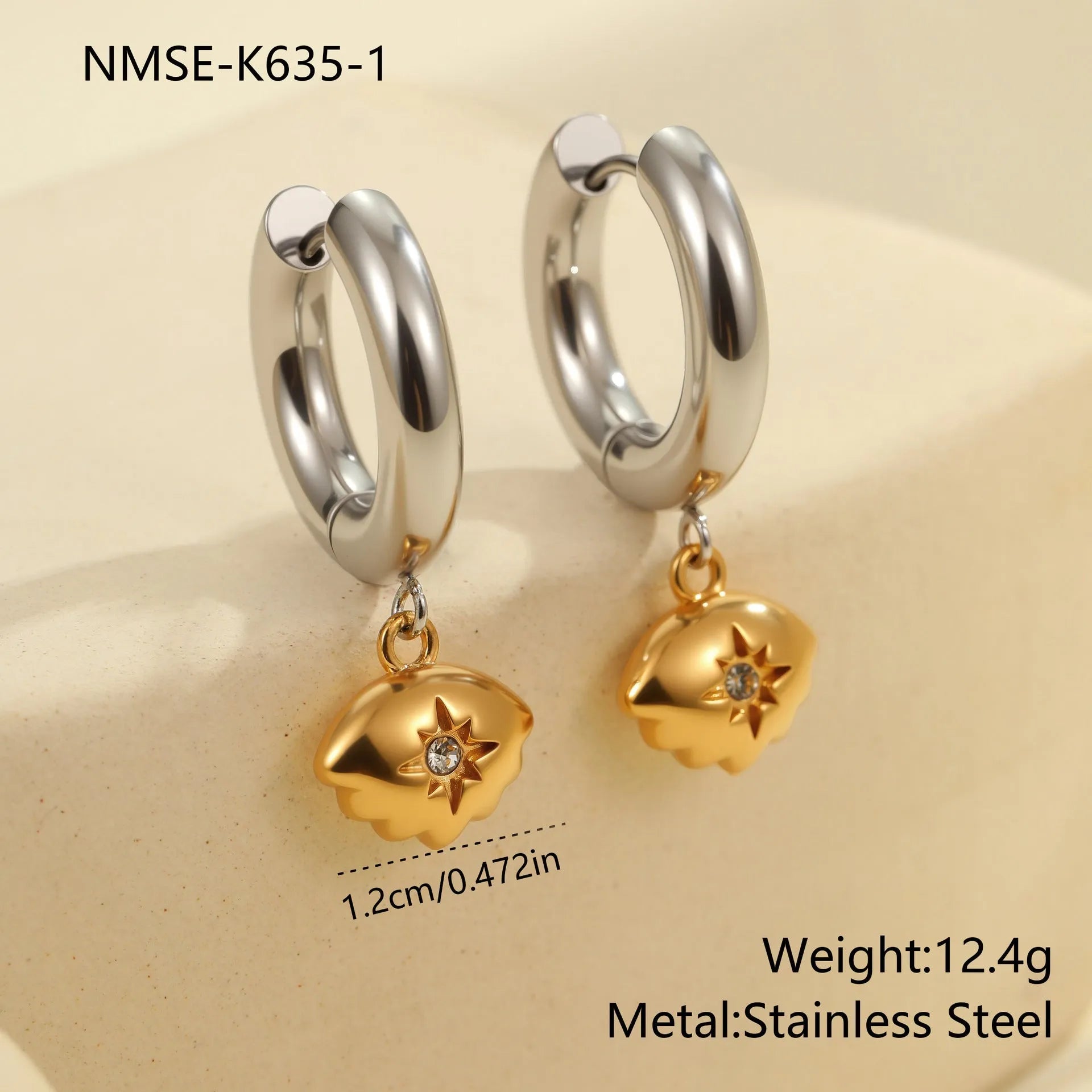 Women's Christmas tree heart earrings stainless steel electroplated 18K gold geometric designs