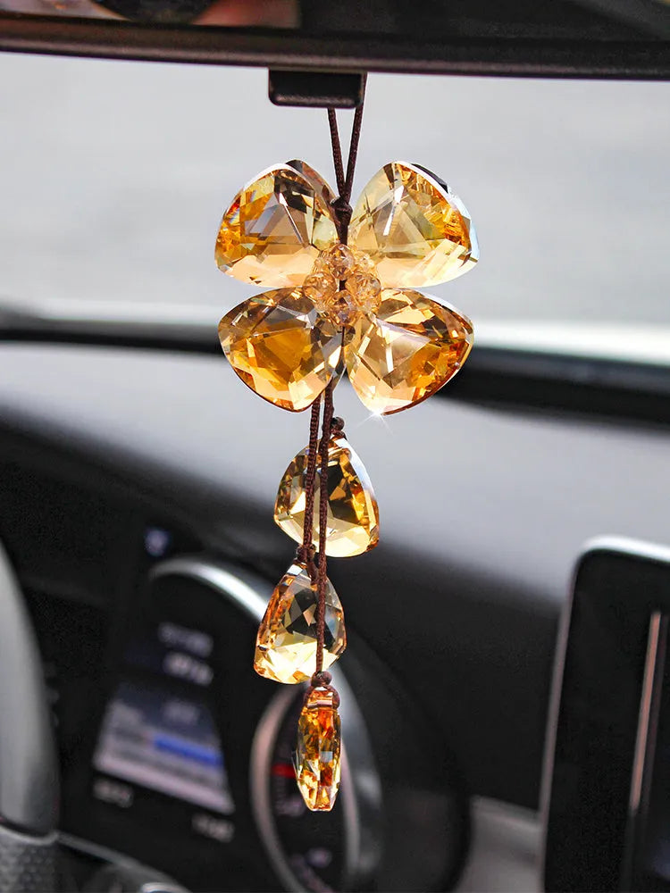 20cm crystal four-leaf clover car pendant in multiple colour options