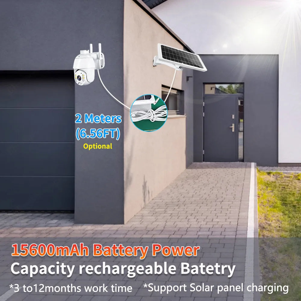 4G LTE solar PTZ dome security camera with 1080P night vision for indoor outdoor use